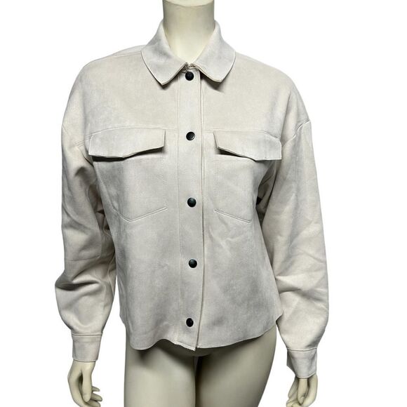 SUPER SOFT Faux Suede Vegan Leather Jacket Cream Off White Truth by Republic - Picture 1 of 9